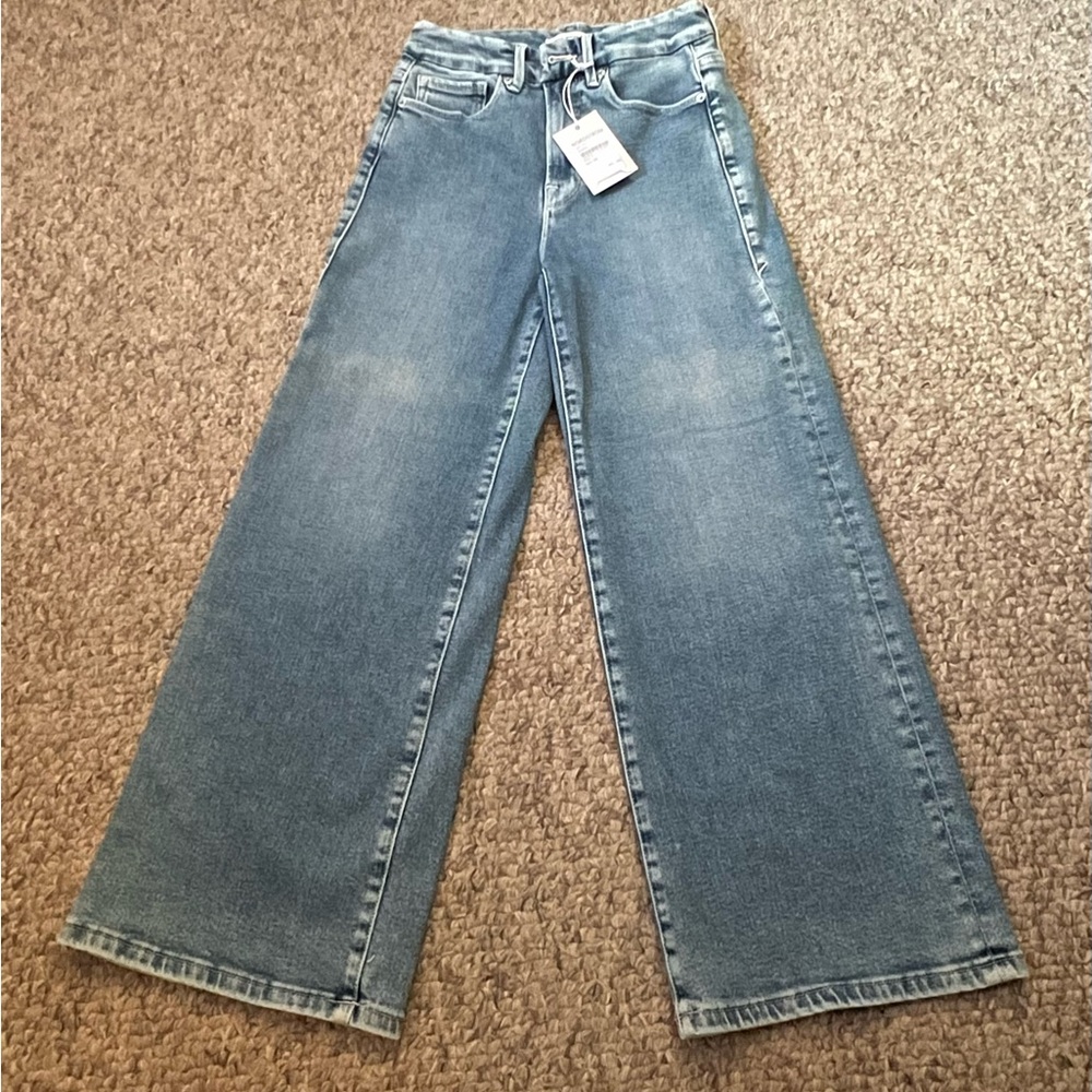 Good American Medium Blue Wide Leg Jeans